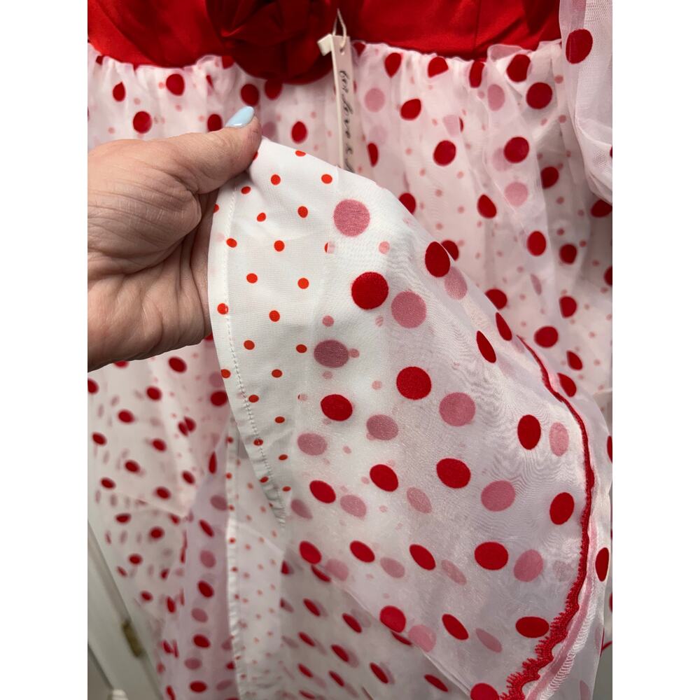 For Love & Lemons Dress Rhoda Red Polka Dot, Empire Waist, NWT, Womens Size S - Picture 7 of 9